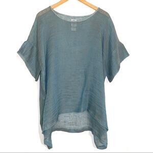 Kim Bernardin Paris Linen Green Goldish Lagenlook Top OS